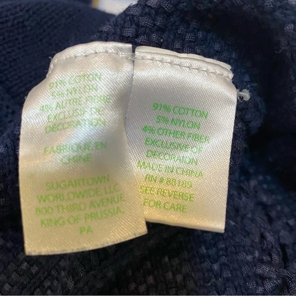 Lilly Pulitzer Tatum Cardigan Sweater XL Navy Fringe Trim Hem Open Front Long - Picture 5 of 11